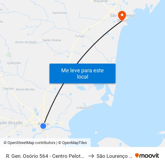 R. Gen. Osório 564 - Centro Pelotas - Rs Brasil to São Lourenço Do Sul map