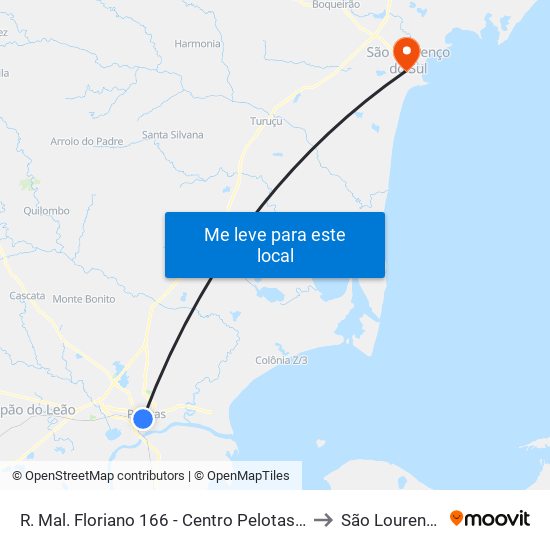 R. Mal. Floriano 166 - Centro Pelotas - Rs 96015-440 Brasil to São Lourenço Do Sul map