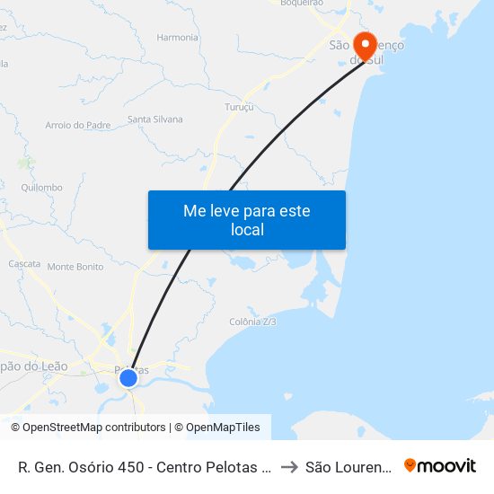 R. Gen. Osório 450 - Centro Pelotas - Rs 96020-000 Brasil to São Lourenço Do Sul map