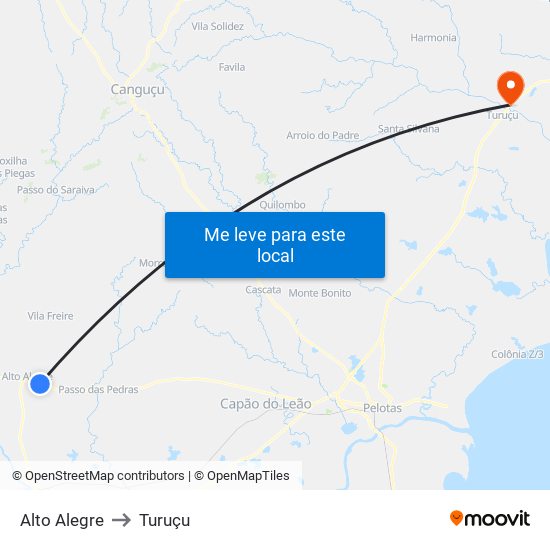 Alto Alegre to Turuçu map