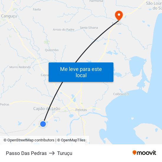 Passo Das Pedras to Turuçu map