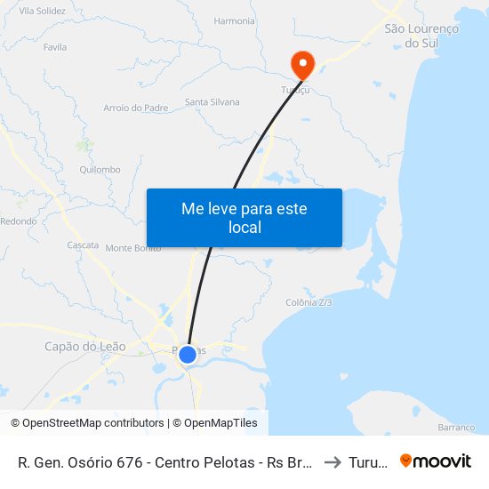 R. Gen. Osório 676 - Centro Pelotas - Rs Brasil to Turuçu map