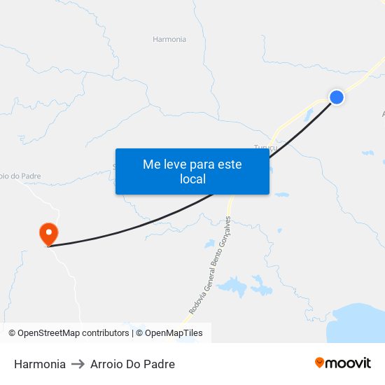 Harmonia to Arroio Do Padre map