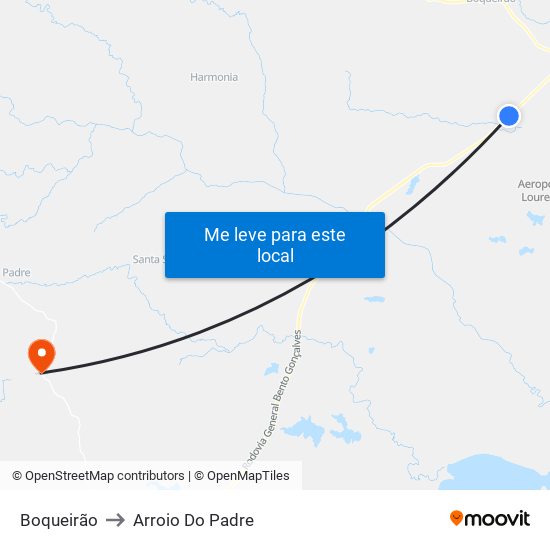 Boqueirão to Arroio Do Padre map