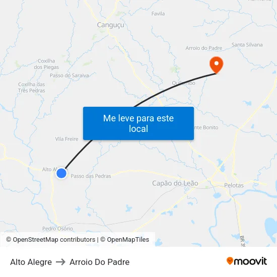Alto Alegre to Arroio Do Padre map