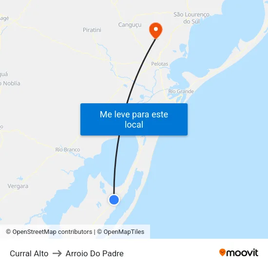 Curral Alto to Arroio Do Padre map