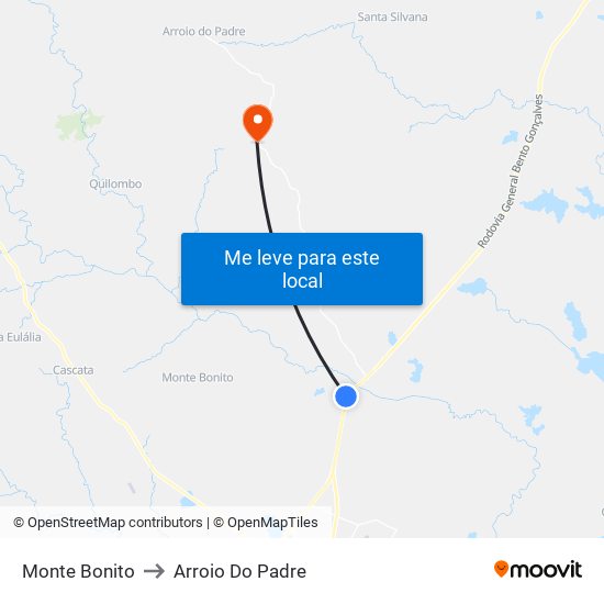 Monte Bonito to Arroio Do Padre map