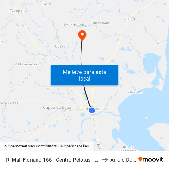 R. Mal. Floriano 166 - Centro Pelotas - Rs 96015-440 Brasil to Arroio Do Padre map