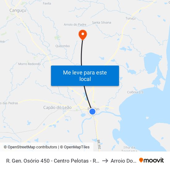 R. Gen. Osório 450 - Centro Pelotas - Rs 96020-000 Brasil to Arroio Do Padre map