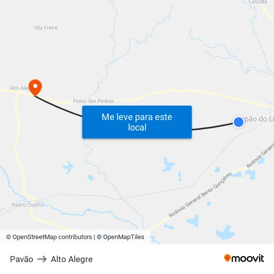Pavão to Alto Alegre map