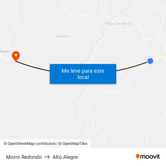 Morro Redondo to Alto Alegre map