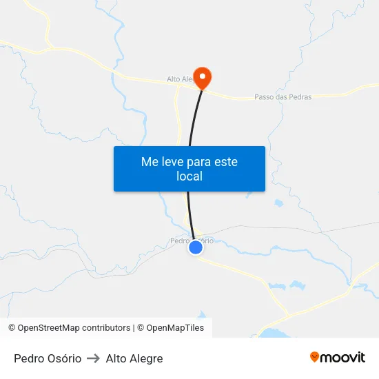 Pedro Osório to Alto Alegre map