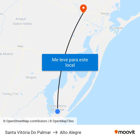 Santa Vitória Do Palmar to Alto Alegre map