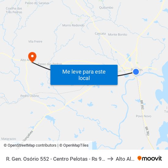 R. Gen. Osório 552 - Centro Pelotas - Rs 96020-000 Brasil to Alto Alegre map