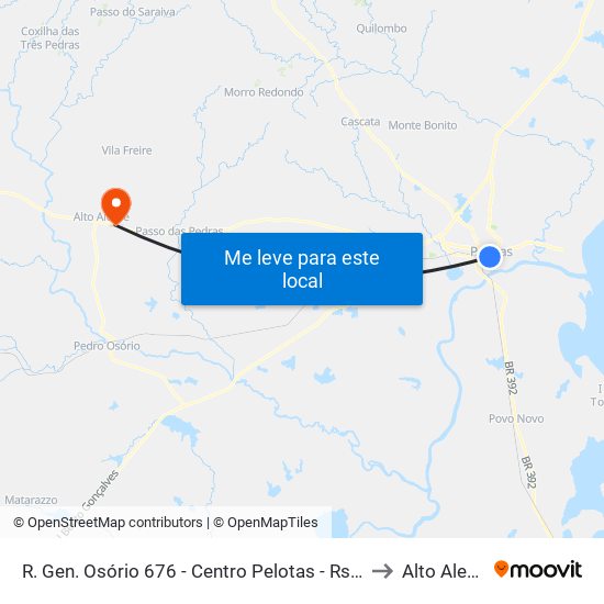 R. Gen. Osório 676 - Centro Pelotas - Rs Brasil to Alto Alegre map