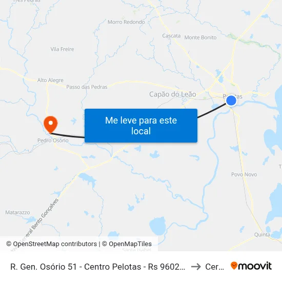 R. Gen. Osório 51 - Centro Pelotas - Rs 96020-000 Brasil to Cerrito map