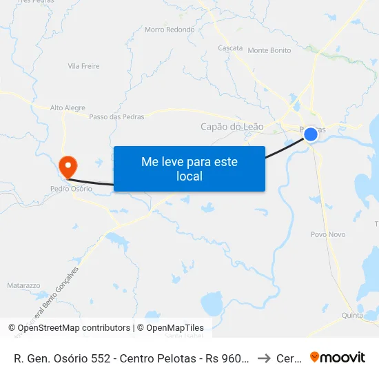 R. Gen. Osório 552 - Centro Pelotas - Rs 96020-000 Brasil to Cerrito map