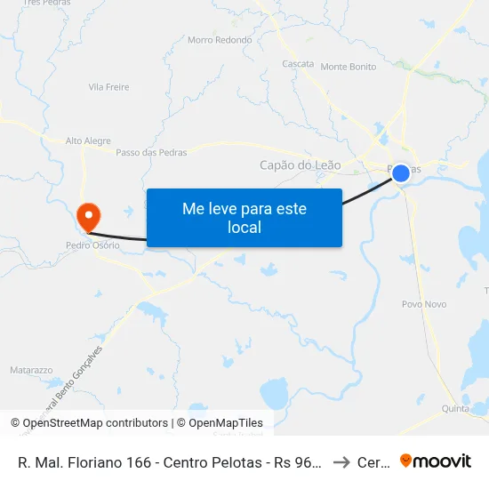 R. Mal. Floriano 166 - Centro Pelotas - Rs 96015-440 Brasil to Cerrito map
