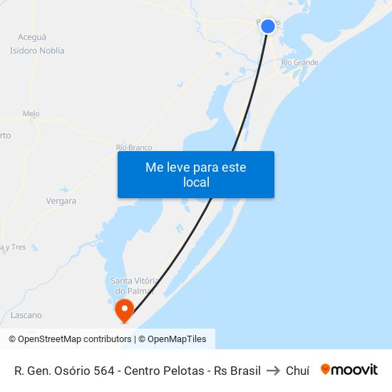 R. Gen. Osório 564 - Centro Pelotas - Rs Brasil to Chuí map