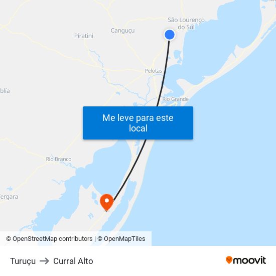 Turuçu to Curral Alto map