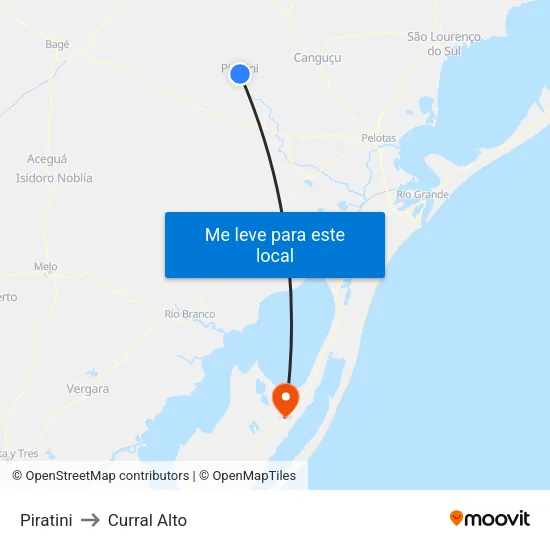 Piratini to Curral Alto map
