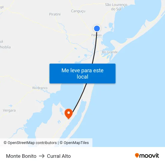 Monte Bonito to Curral Alto map