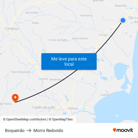 Boqueirão to Morro Redondo map