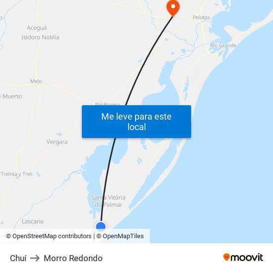 Chuí to Morro Redondo map