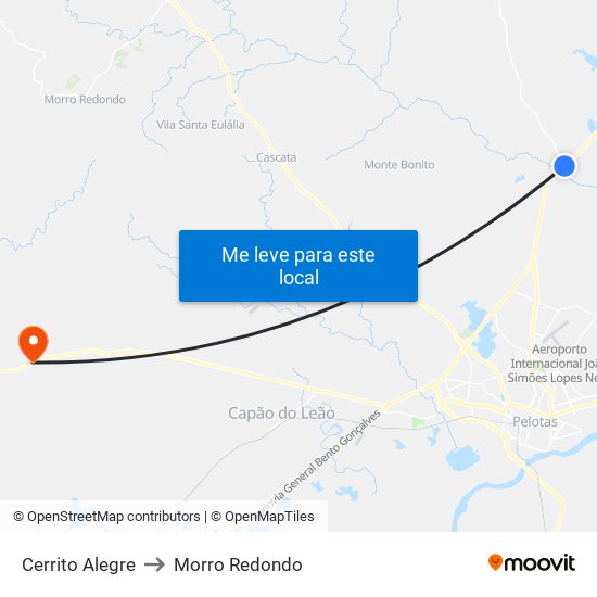 Cerrito Alegre to Morro Redondo map