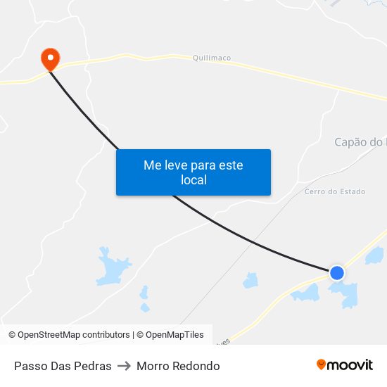 Passo Das Pedras to Morro Redondo map