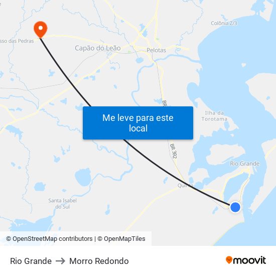 Rio Grande to Morro Redondo map