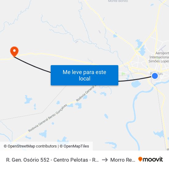R. Gen. Osório 552 - Centro Pelotas - Rs 96020-000 Brasil to Morro Redondo map
