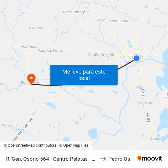 R. Gen. Osório 564 - Centro Pelotas - Rs Brasil to Pedro Osório map