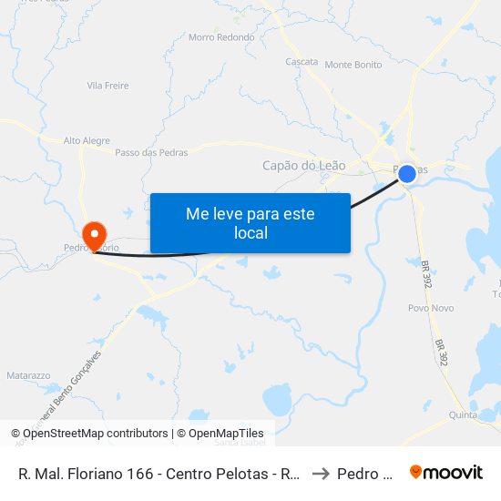 R. Mal. Floriano 166 - Centro Pelotas - Rs 96015-440 Brasil to Pedro Osório map