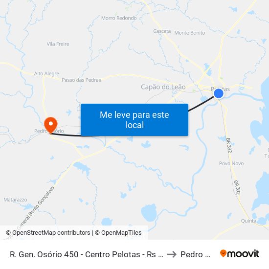 R. Gen. Osório 450 - Centro Pelotas - Rs 96020-000 Brasil to Pedro Osório map