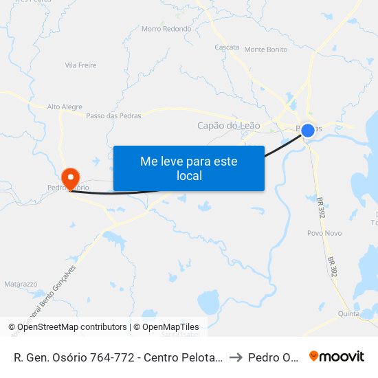 R. Gen. Osório 764-772 - Centro Pelotas - Rs Brasil to Pedro Osório map