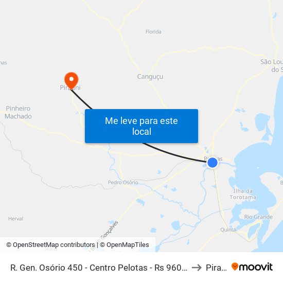 R. Gen. Osório 450 - Centro Pelotas - Rs 96020-000 Brasil to Piratini map