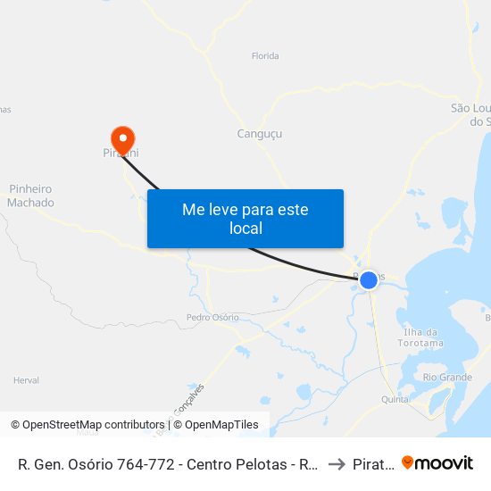 R. Gen. Osório 764-772 - Centro Pelotas - Rs Brasil to Piratini map