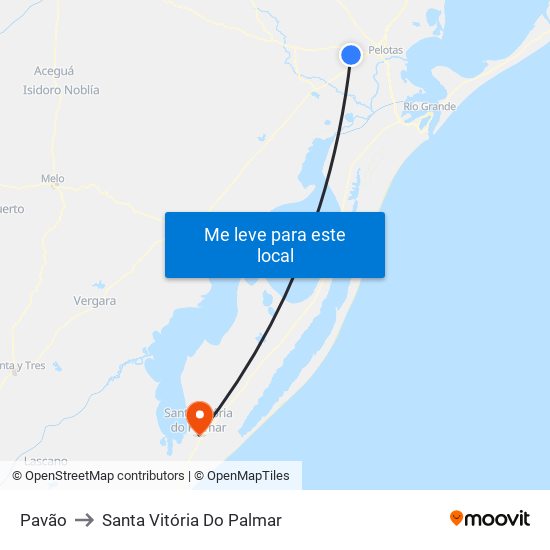 Pavão to Santa Vitória Do Palmar map