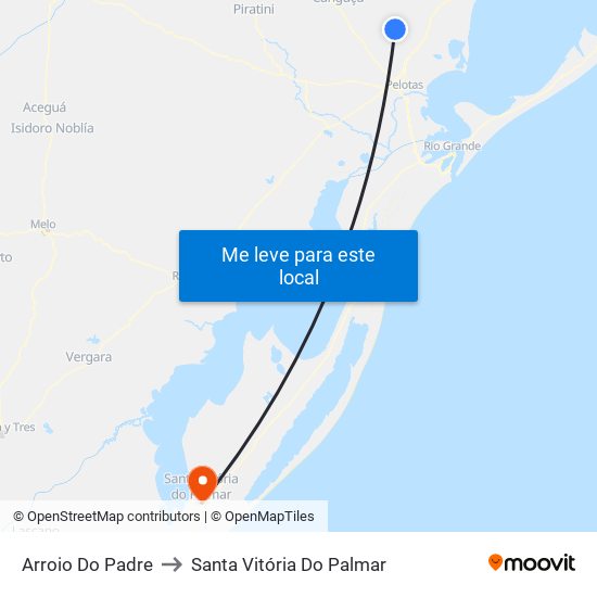 Arroio Do Padre to Santa Vitória Do Palmar map