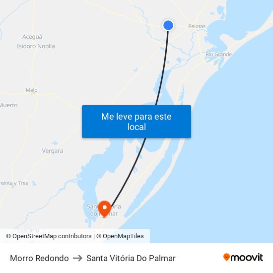 Morro Redondo to Santa Vitória Do Palmar map