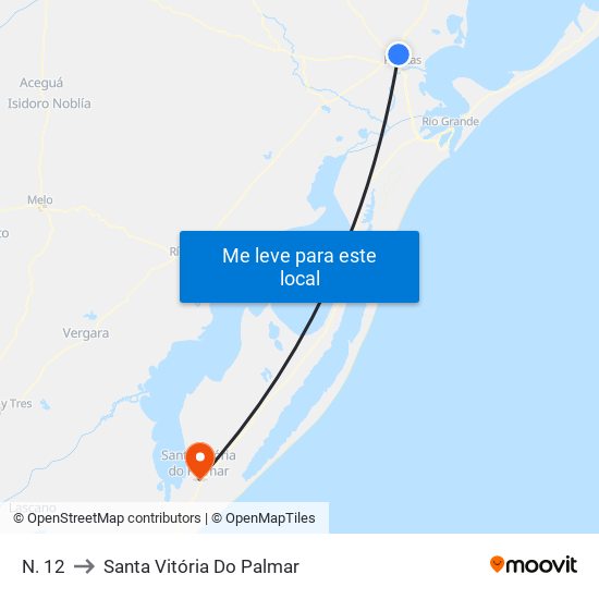 N. 12 to Santa Vitória Do Palmar map