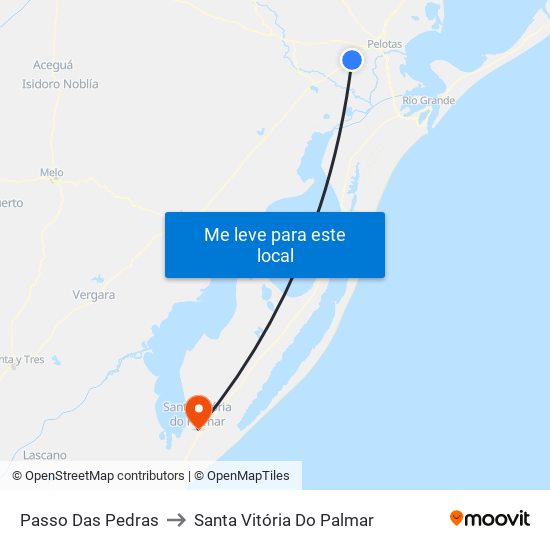 Passo Das Pedras to Santa Vitória Do Palmar map