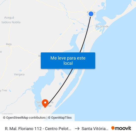 R. Mal. Floriano 112 - Centro Pelotas - Rs 96015-440 Brasil to Santa Vitória Do Palmar map