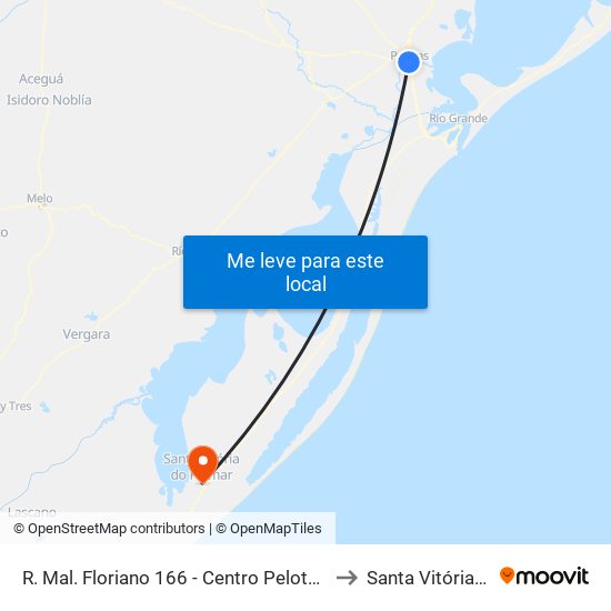 R. Mal. Floriano 166 - Centro Pelotas - Rs 96015-440 Brasil to Santa Vitória Do Palmar map