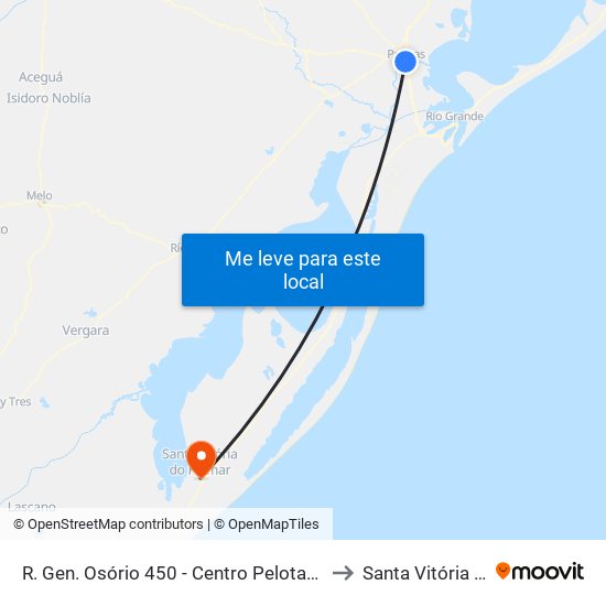 R. Gen. Osório 450 - Centro Pelotas - Rs 96020-000 Brasil to Santa Vitória Do Palmar map