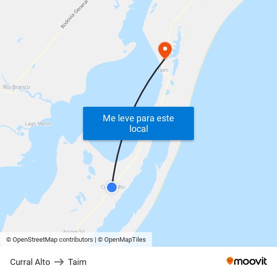 Curral Alto to Taim map