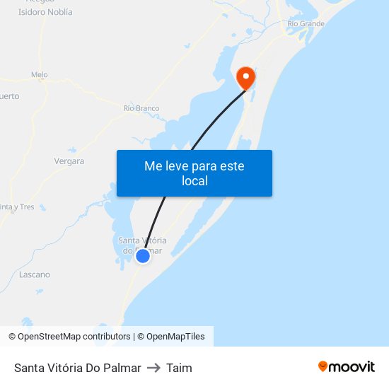 Santa Vitória Do Palmar to Taim map