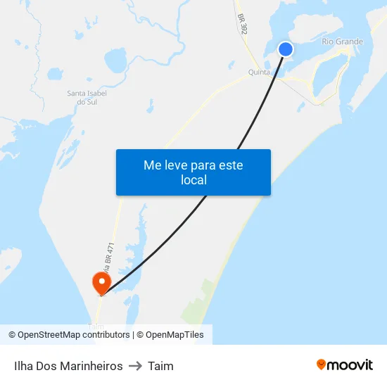 Ilha Dos Marinheiros to Taim map