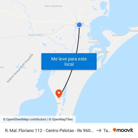 R. Mal. Floriano 112 - Centro Pelotas - Rs 96015-440 Brasil to Taim map